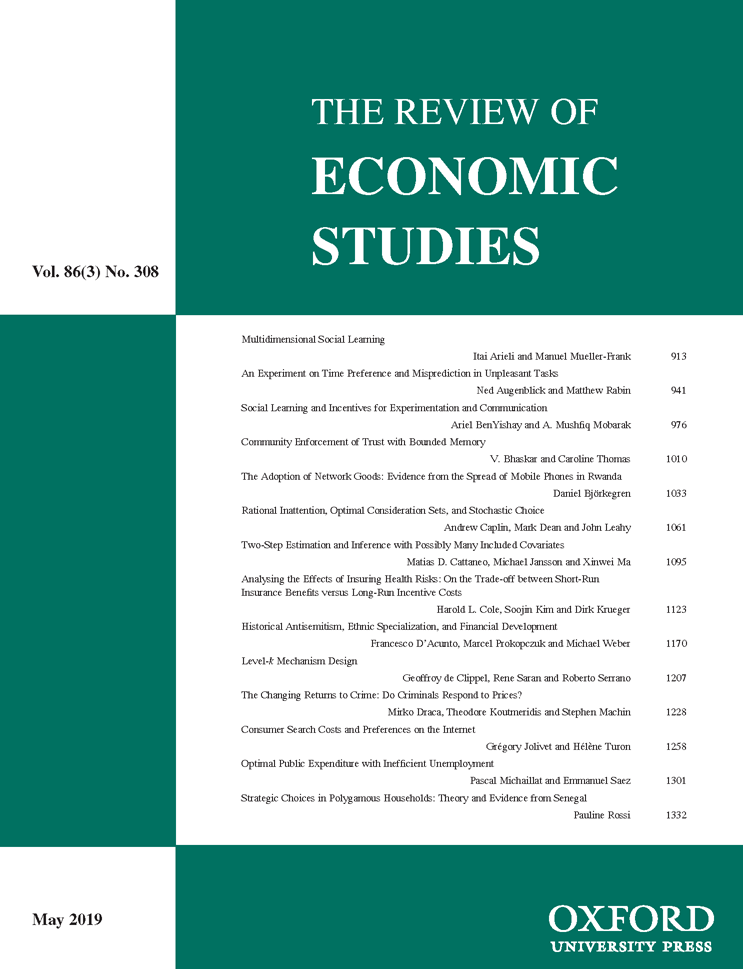 The Review of Economic Studies  Volume 86