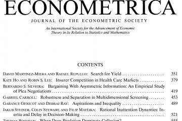 Econometrica JAN 2017, VOLUME 85, ISSUE 1