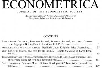 Econometrica JAN 2019, VOLUME 87, ISSUE 1