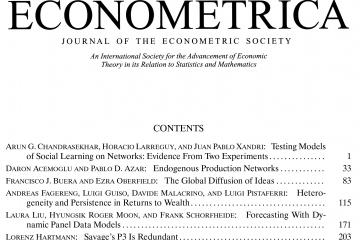 Econometrica JAN 2020, VOLUME 88, ISSUE 1