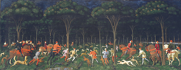 HUnt in the forest painting
